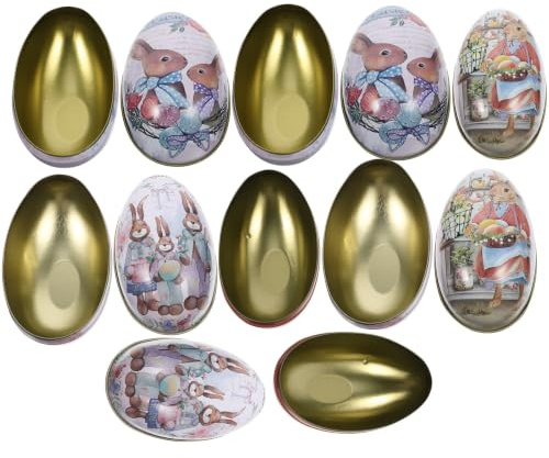 HEANUJJ Lot de 6 Boîtes à Friandises en Fer D'œufs pour Pâques, Design Unique et Élégant, Résistant la Décoloration, pour Fête et Décoration Plusieurs styles