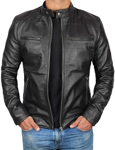 Decrum Biker Leather Jackets For Men | [1100126] Black Ddge, XXL