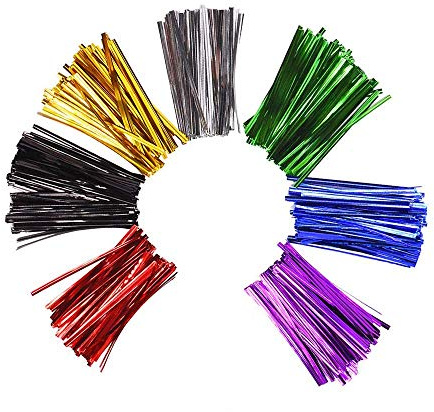 Twist Ties,700 Pack Metallic Bag Ties Coloured Tie for Cellophan Party Bag Sweetcones 7 Colors 4 Inches
