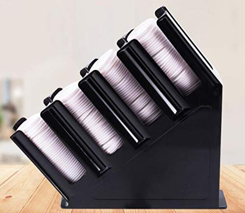 Langlin 4 fack engångsartiklar kaffekopp dispenser kopphållare kopp lock förvaring organiserare för kaffebarer juicebutiker bufféer restaurang svart
