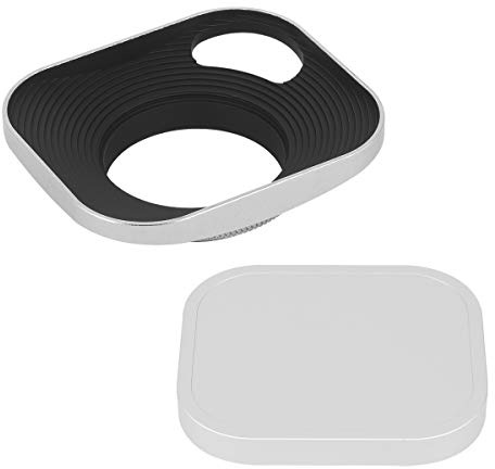 Haoge LH-W39P - Paraluce in metallo quadrato da 39 mm, con tappo in metallo per fotocamera Leica Rangefinder con obiettivo filettato E39 da 39 mm, colore: Argento