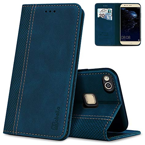 AKABEILA Hülle für Huawei P10 Lite Handyhülle Leder Flip Case Ständer PU Brieftasche Schutzhülle Klapphülle Tasche Case mit [Kartenfach] [Standfunktion] [Magnetisch]
