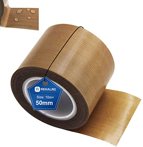 REKALRO Nastro adesivo del teflon di/nastro adesivo di PTFE, nastro ad alta temperatura, nastri adesivi per la sigillatura sotto vuoto, nastro isolante per sigillatrici sottovuoto(50 mm x 10 m)