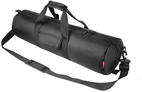 HEMMOTOP Tripod Bag, 25.6x7in Tripod Carrying Case Heavy Duty with Two Zippered Pockets, All Sides Thick Padded Light Stand Bag with Shoulder Strap and Handle for Pool Cue, Speaker Stand -R06518