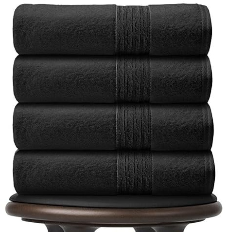 GC GAVENO CAVAILIA 50 x 80 cm Hand Towels Black - Egyptian Cotton 4 Pack | 450 GSM Fast Dry & Highly Absorbent, Soft Bathroom, Spa, Hotel & Gym Towels, Durable & Machine Washable