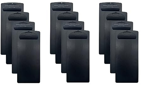 Keleely Klemmbrett Klammer aus Kunststoff, für Memo-Menü, Kreditkarten, Quittungen, 10,2 x 22,9 cm, Schwarz, 12 Stück