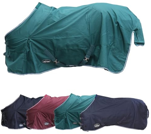 Marengos - Regendecke 600D Comfort – Tannengrün – 145cm | Pferdedecke mit Innenfutter – ideal als Weidedecke – wasserdicht & atmungsaktiv – Kreuzgurte, Gehfalten & Schweiflatz