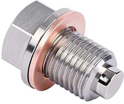 DEEFILL M14 x 1.5 Magnetic Oil Drain Plug, Stainless Steel Oil Drain Plug with Copper Crush Washer Replacement for Ford, GM, Hyundai, KIA and Accord, CRV, Civic, Pilot, Fit, Odyssey
