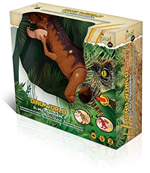 Tachan T-Rex XL Multisensorischer Dinosaurier, Verschiedene Funktionen, Gehen, Lichter, realistische Sounds, Braun, Größe XL, 780T00678