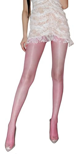 HTRUIYATY Sömlösa ultratunna strumpbyxor för kvinnor sexiga glänsande 0 denier mantel, rosa, One Size