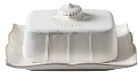 Cabilock Ceramic Butter Dish with Lid Butter Storage Tray for Cheese Bread Margarine Food Serving Dish for Kitchen Dining Table Hotel and Restaurant Use