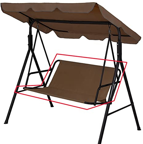 Replacement Garden Swing Seat Cover, Durable 600D Oxford Fabric Garden Swing Chair Cover Outdoor, Fit for 2 and 3 Seater Swing Chair 138x50x50cm Brown