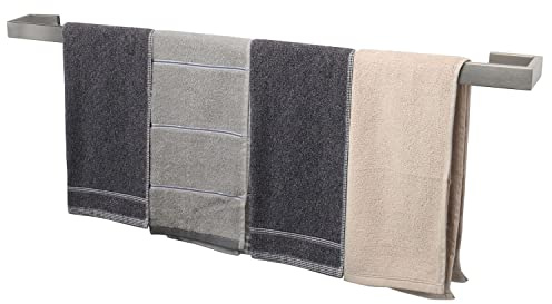 TocTen, Handtuchhalter mit quadratischer Bodenplatte, aus verstärktem Edelstahl SUS304, robuste Handtuchstange zur Wandmontage für das Badezimmer, Badaccessoire, in gebürstetem Nickel, 83,8 cm