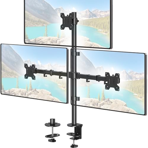 ELIVED Vertical Triple Monitor Arm Desk Mount for Most 17-32 Inch Screens