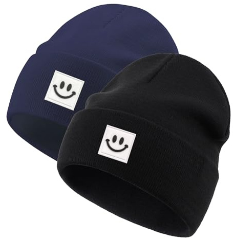 Jarseila Vintermössa bebe pojkar flickor vinter barn varm stickad mössa stickad mössa unisex 2 delar 0 till 5 år, Svart och blå, S