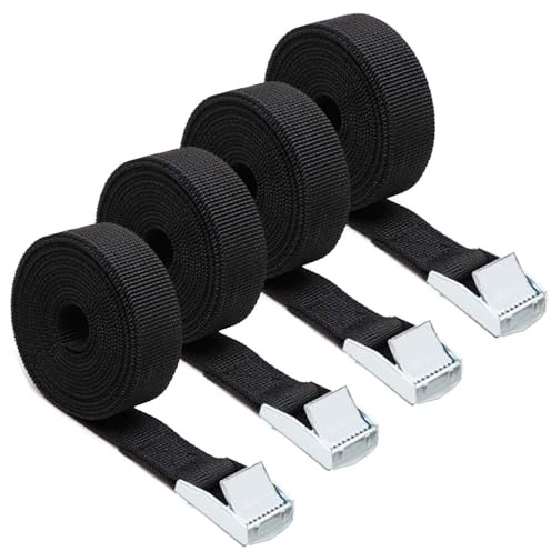 MUNSKT Pack de 4 Sangles de cerclage réglables de 1 m x 25 mm, Sangles de Tension Lourdes avec Serrure à Clip pour remorque de vélo de Moto pour Le Transport de Bagages Cargo, libération Rapide