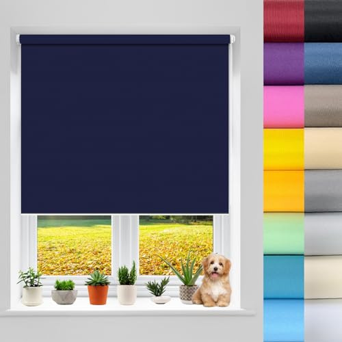 Store Obscurcissant Occultant 85 x 190 cm Protection Solaire Store, Toit Rideau Occultant Store Isolant Thermique, 100% Protection Solaire pour Fenêtre ou Porte, Bleu