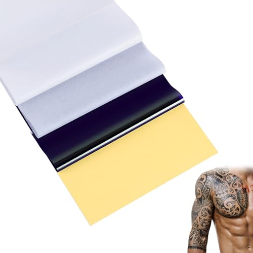Qobobo Transferpapier Tattoo 50 Blätter Stencil Papier A4 Kohlepapier Tattoo Transfer Paper Tattoo Papier Tattoo Folie zum Bedrucken für Thermoschablonen