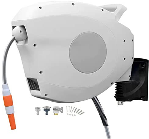 ZHDLdpUK Carrello avvolgitubo Carrello portagomma per Acqua Carrello portagomma Professionale da Giardino, avvolgitubo Retrattile Automatico, organizzatore Idraulico Montato a Parete, per autolavaggi