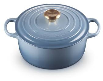 Le Creuset Cocotte rotonda Evolution in ghisa vetrificata con Coperchio, ⌀ 24 cm, Chambray, 21177244344441