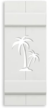 Double Palm Tree Shutter, Custom Exterior PVC, Coastal Decor-Sold Individually (Width: 11.5, Height: 41)