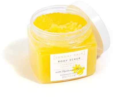Sunday Rain Chamomile and Ylang Ylang, Exfoliating Body Scrub with Hyaluronic Acid, Vegan and Cruelty-Free Body Exfoliator, 265g