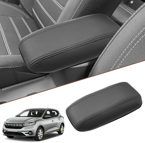 SKTU Housse d'accoudoir compatible avec Dacia Sandero III Stepway Jogger 2021-2024 2025 Accoudoirs de voiture Console centrale Protection Couvercle boîte en cuir