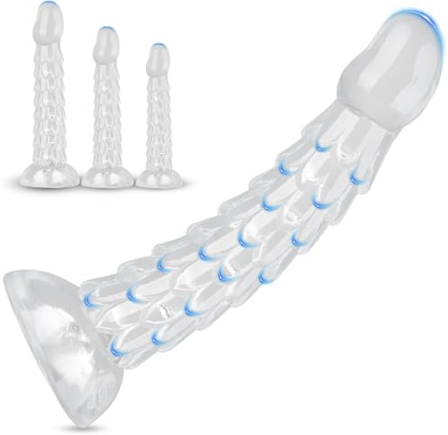 BDSMAGE Gode Anal Ensemble 3 pièces, Gode ​​Transparent avec Ventouse Gode Anal Sex Toy pour Couples et Débutants