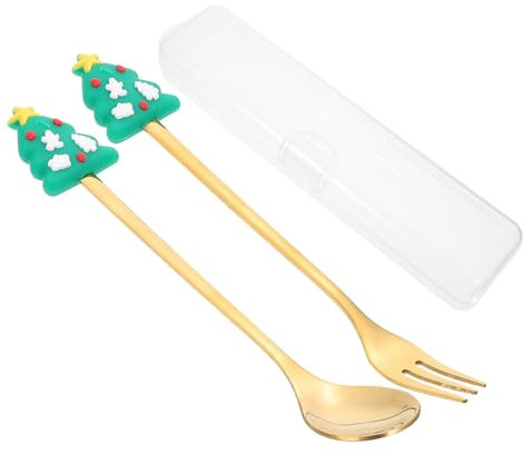 Ciieeo Weihnachtsbesteck-set Weihnachtsbesteck Weihnachtsdessertlöffel -set Edelstahlgeschirr Kompakt Und Tragbar