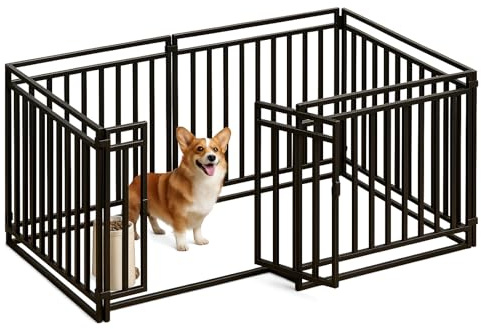 Hundebox Metall lndoor Hundezaun Extra Großer Raum Verdicktes voll Vierkantrohr Kombination Faltbare Hundebox für Alle Arten von Hunden schwarz(140 * 70 * 80cm-6pcs)