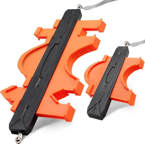 Contour Gauge Profile Tool with double lock 2pcs,5+12 Inch/38cm,Measuring Shape Outline Angle,Precisely Copy Irregular Shape Duplicator,Must Have Tool for DIY Handyman Woodworking/Flooring/Tile Laying