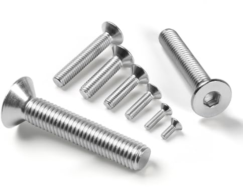 BOUMVID Tornillos avellanados hexagonales M5x12mm, 50 Piezas Hexagonal Avellanado de 304 Acero Inoxidable A2 V2A, Hexágono Interior Cabeza Plana Tornillo (DIN 7991 / ISO 10642)