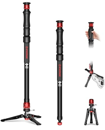 IFOOTAGE Cobra A150S-III Einbeinstativ mit Fuß, One-Touch, Aluminium, mit abnehmbarem Stativfuß, Nutzlast 5 kg, 150 cm, ergonomisches Design und Verriegelungssystem