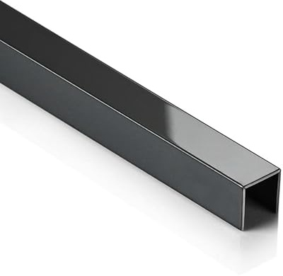 Deko Bordüre U-Zierleiste Fliesenschiene Edelstahl V2A 2,5m 10mm schwarz | Für dekorative Linien und saubere Einfassungen im Fliesenbild, 10mm Profilmaß, 2,5m, V2A Edelstahl, glänzend, schwarz