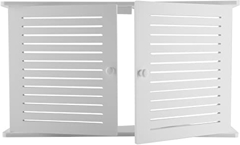 Mircube Wireless Wifi Router Storage Boxes Wooden Box Cable Wire Bracket Wall Hanging Plug Board Shelf -Double Door