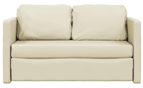 Hommdiy Bodensofa, Klappbar Bodenbett Sofa mit Schlaffunktion, Schlafsofa Schlafsessel mit Metallgestell, Klappsofa Sofabett für Wohnzimmer Schlafzimmer Stoff,Creme