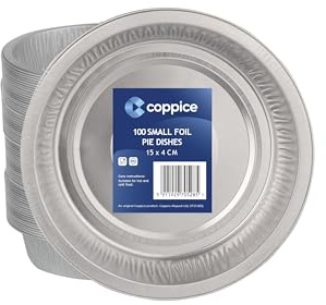 Coppice Strong Small Aluminium Foil Pie Dish for Baking, Serving & Food Storage | 15cm x 4cm | Freezer, Microwave, Air Fryer & Oven Safe (100)