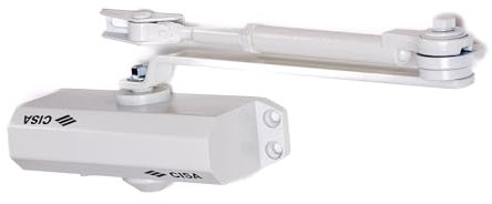 CISA Serie 604 - Chiudiporta a Cremagliera con Arresto 16046103045 - Chiudiporta con Velocità di chiusura Regolabile - Finitura Bianco - Per Porte Max 85 kg
