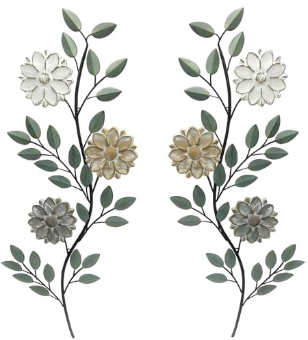 MorningRo 2 Stück Metall-Wandkunst, Vintage-Blatt-Wanddekoration, 39 cm, für Innen- und Außenbereich, rustikale Wanddekoration für Zuhause, Büro, Wohnzimmer, Schlafzimmer