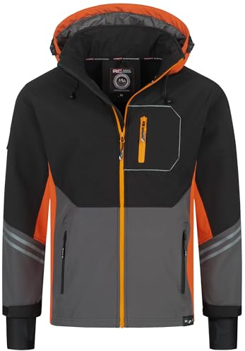 Rock Creek H-344 - Giacca softshell da uomo per esterni, antivento, con cappuccio, impermeabile, giacca invernale, giacca da uomo, taglia 5XL, arancione