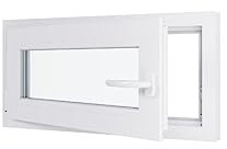 Finestra in PVC – LxH 800 x 400 mm – Tripla vetrata – Bianco – Maniglia a destra