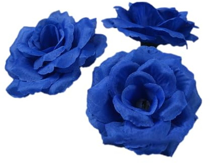 Blausky 50 Stück Künstliche Blumen Rosen,8cm Seidenrosenköpfe Künstliche blumenköpfe mit Stielen Seidenblumen Köpfe Blütenköpfe Rosen Köpfe für DIY Basteln Geschenkbox Hause Hochzeit Deko,Dunkelblau