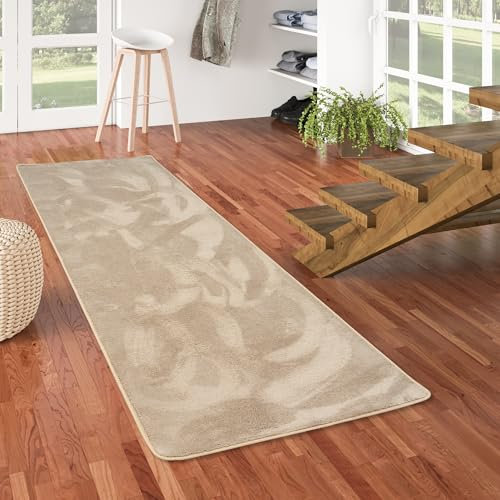 Snapstyle Hochflor Teppich Läufer Beige, Super Soft & rutschfest, Perfekt für Flur, Wohnzimmer, Küche, Modernes Design, Pflegeleicht