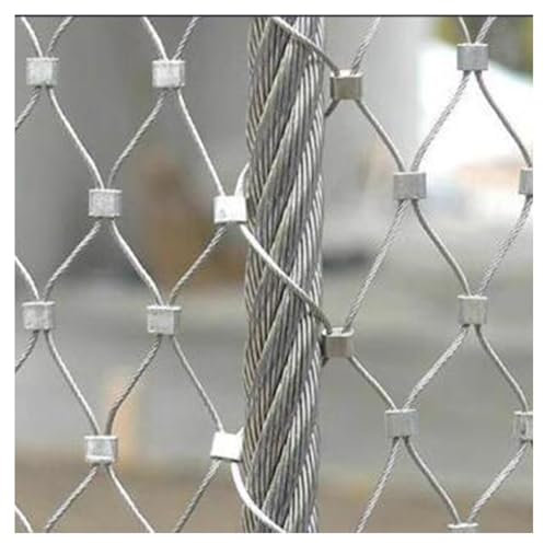 GZHERVICES Flexible Stainless Steel Rope Mesh, Cable Balustrade Cable Mesh Bird Garden, Zoo Cage Fence Balcony Stair Wire Rope Protection Net Safety Net Plant Climbing Net(Silver-3mm,2x7m)
