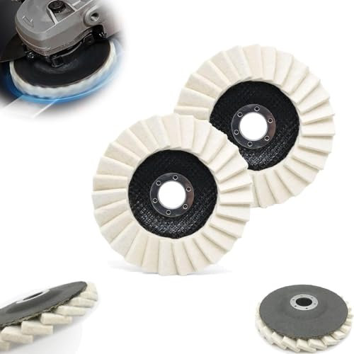 Wool Felt Flap Polishing Disc, Angle Grinder Buffing Wheel Stainless Steel Polishing Kit, Wool Polishing Wheel Disc Buffing Pad, for Metal, Marble Stone, Furniture, Car Wax (5in,2pcs)
