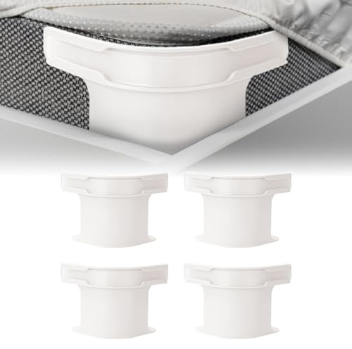 Pipihome 4 Stück Bettlakenspanner, Bettlaken Spanner Halter, Spannbettlaken Halter, Matratzenhalter Gegen Verrutschen, Fit Any Bed (White)