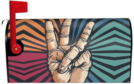 Rock and Roll Print Mailbox Cover Durable Oxford Cloth for American Standard & Large Size Mailboxes