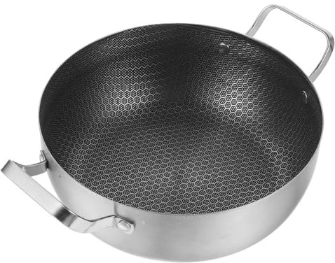 GRIRIW Padella Nido Doppio Manico Antiaderente in Acciaio Versatile per Zuppe Noodles e Hot Pot Facile da Pulire