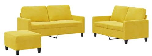 ULUYYUC Jugendsofa Big Sofa Küchensofa Sitzecke Wohnzimmer - 3-TLG. Sofagarnitur mit Kissen Gelb Samt für Wohnzimmer Schlafzimmer Balkon Küche
