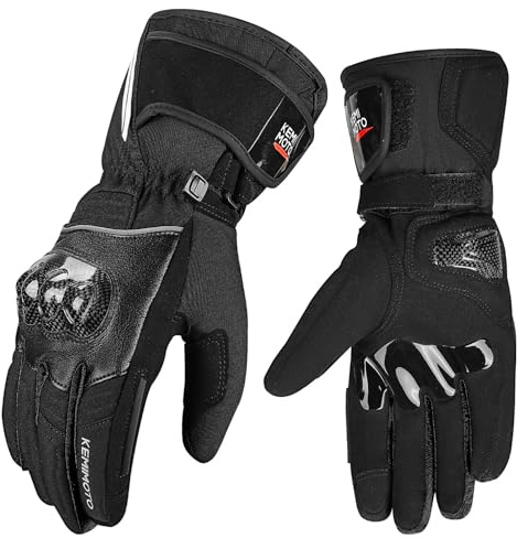 KEMIMOTO Guantes Moto Invierno Impermeables, Guantes Moto Hombres Mujeres con Pantalla Táctil para Motociclismo, Esquí
